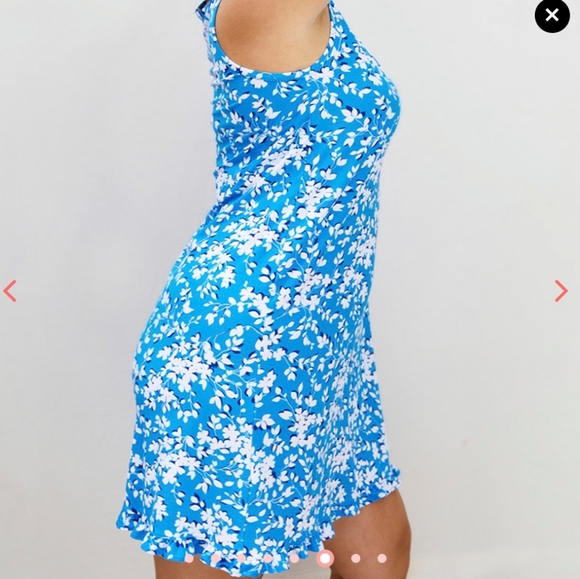 Draper James Ruffle Nightie  Blue White Floral  Comfy Sleep Dress  Women's  L/XL - Picture 6 of 7